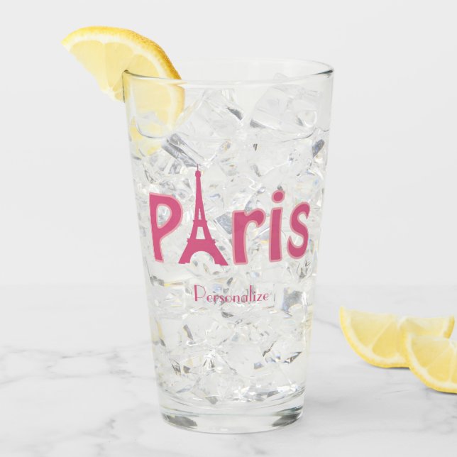 Copo De Pint Paris França Torre Eiffel Rosa Personalizada (Gelo frontal)