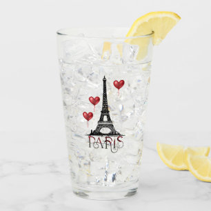 Copo De Pint Paris, Torre Eiffel e Balões do Coração Vermelh