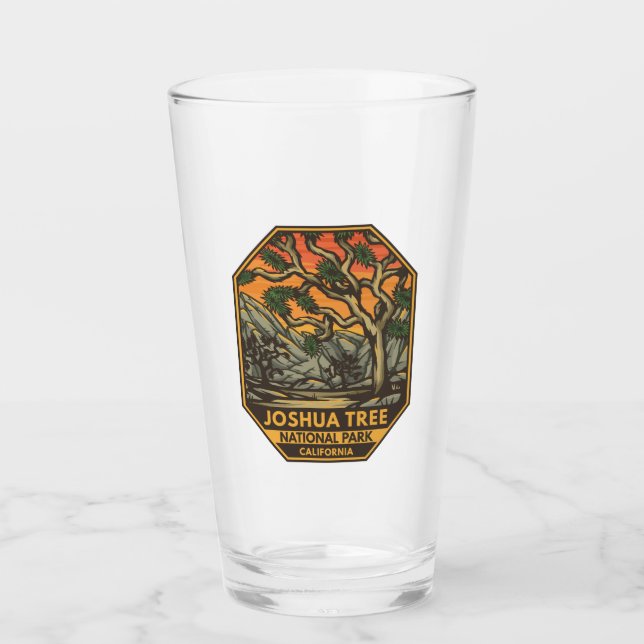 Copo De Pint Parque Nacional de Joshua Tree Sunset Retro Emblem (Frente)