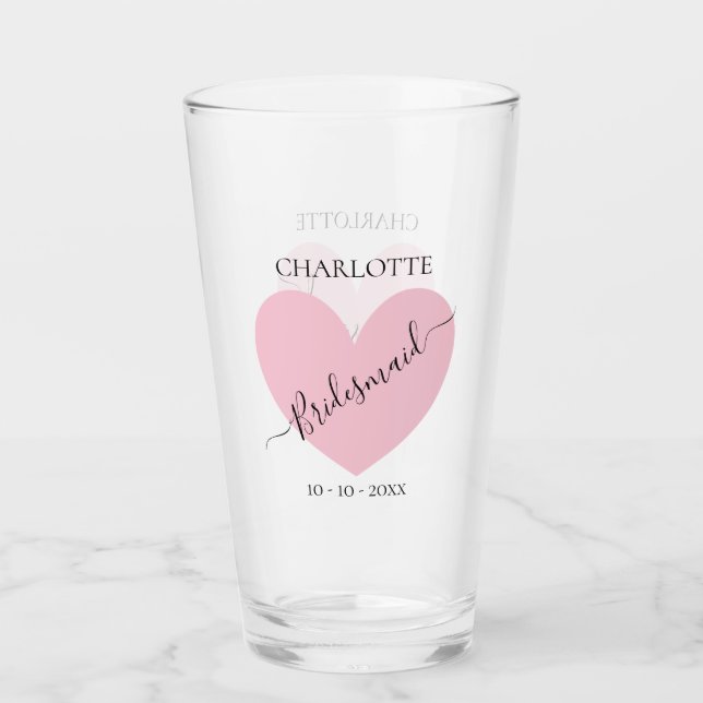 Copo De Pint Partido Bridal Rosa de Bridesmaid Personalizado (Frente)