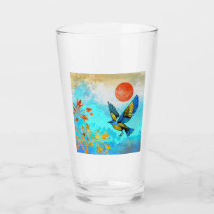Copo De Pint Pássaro Árvore Sol
