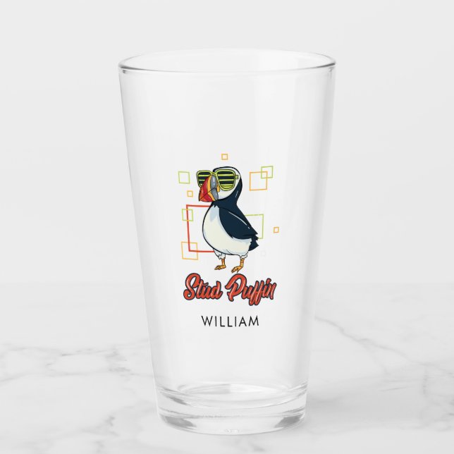 Copo De Pint Pássaro do Mar Puffin Personalizado (Frente)