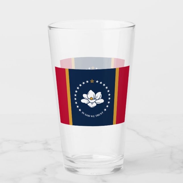 Copo De Pint Patriotic glass cup with flag of Mississippi (Frente)