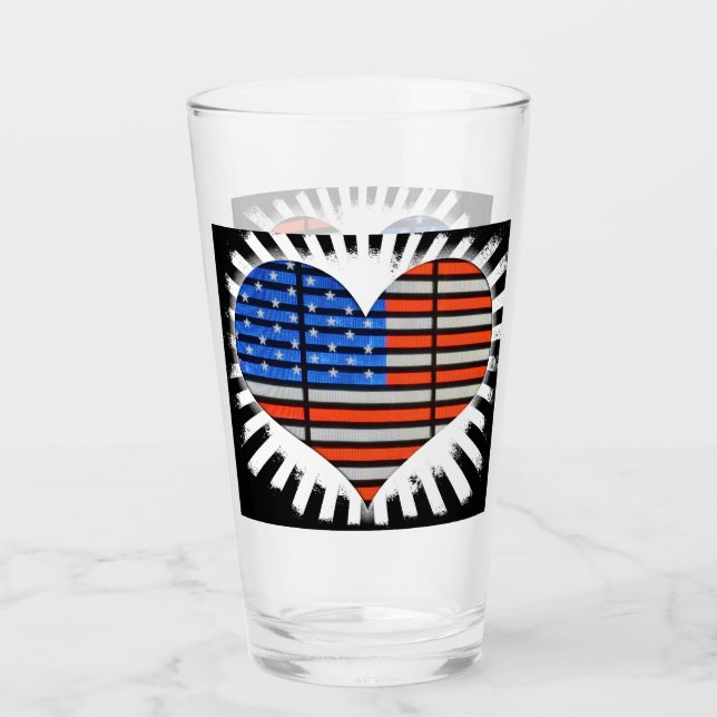 Copo De Pint Patriotic Heart American Flag (Frente)