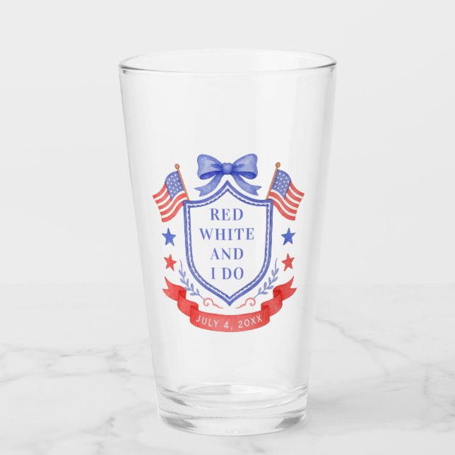 Copo De Pint Patriotic Red White & I Do Bridal Shower Welcome (Frente)