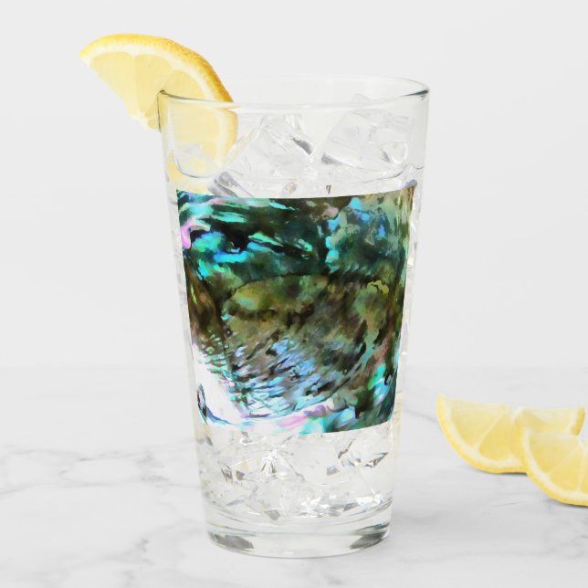 Copo De Pint Paua Black Abalone Shell cores do arco-íris (Gelo frontal)