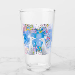 Copo De Pint Pavão branco e sakura florescente/personalizável