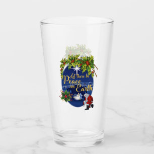 Copo De Pint Paz no vidro de bebendo do Natal da terra