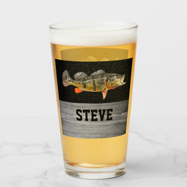 Copo De Pint Peacock Bass Fisheries Beer Anglüman Pescadores (Frente (Preenchido))