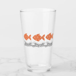 Copo De Pint Peixes e Ondas