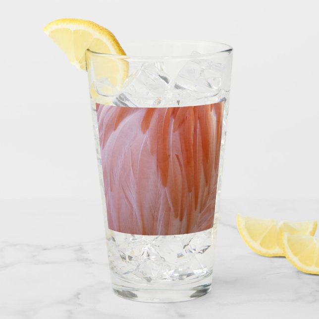 Copo De Pint Penas Flamingo em tons de rosa (Gelo frontal)