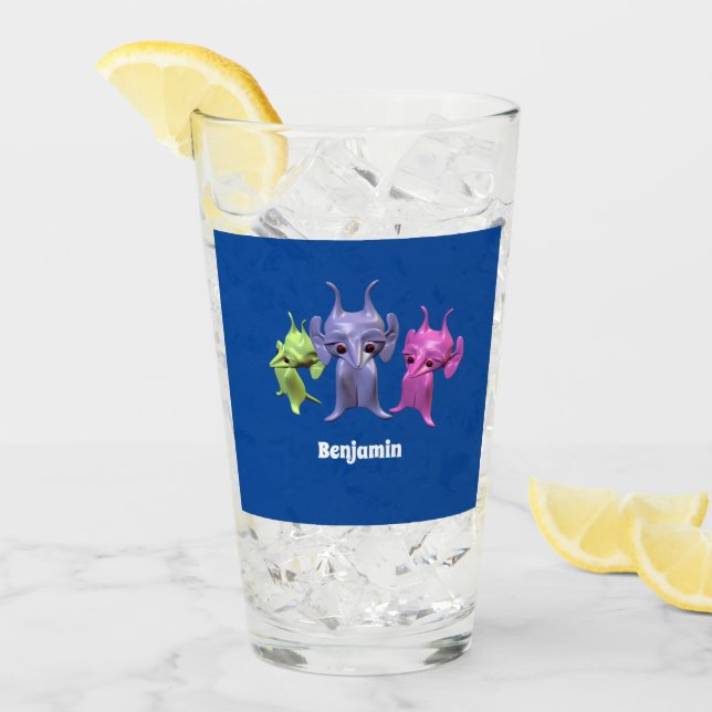 Copo De Pint Pequenos marcianos, personalizados para crianças. (Gelo frontal)