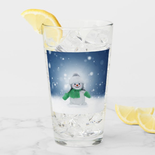 Copo De Pint Personagem adorável de boneco de neve de Natal do  (Gelo frontal)