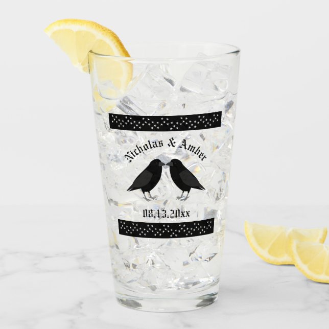 Copo De Pint Personalização do Casamento Gótico Beijando Ravens (Gelo frontal)