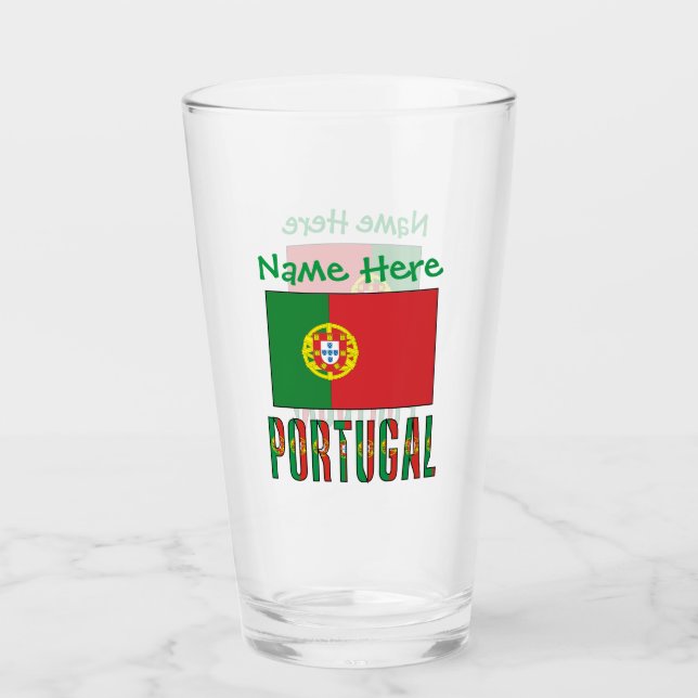 Copo De Pint Personalização Verde da Bandeira Portuguesa (Frente)