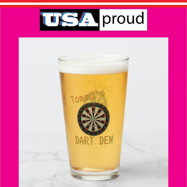 Copo De Pint Personalizado Dart Den Glass 🎯 Faux Tavern Club (Criador carregado)