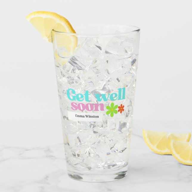 Copo De Pint Personalizado fique bem logo em mensagem floral br (Gelo frontal)