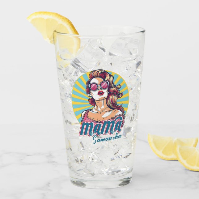 Copo De Pint Personalizado Retro Mama Pop Art (9) (Gelo frontal)