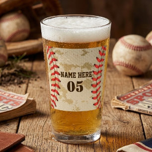 Copo De Pint Personalizado Vintage Nome Número Beisebol Retro