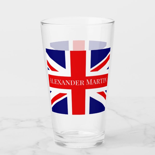 Copo De Pint Personalizar com um Nome de Bandeira Nacional Brit (Frente)