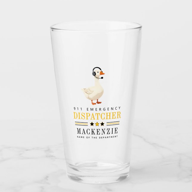 Copo De Pint Personalized 911 Dispatcher Goose With Headset (Frente)