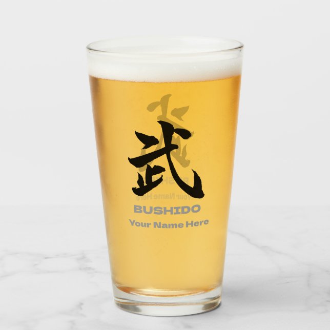 Copo De Pint Personalized BUSHIDO 武 Kanji Beer Mug (Traseira (Preenchido))