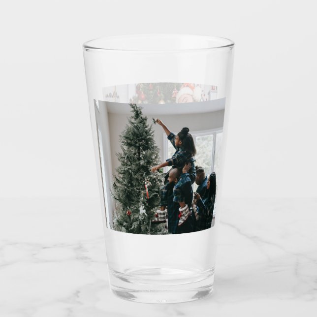 Copo De Pint Personalized Two Sided Family Christmas Photo  (Frente)