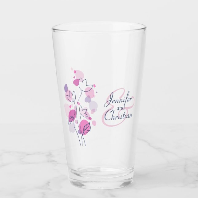 Copo De Pint Pétalas de confete de casamento nomes personalizad (Frente)