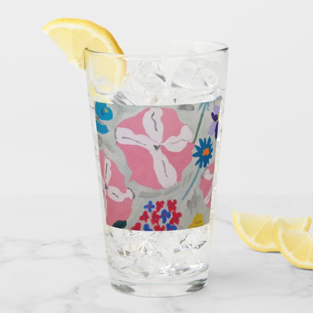 Copo De Pint Petunias e Flores de Verão (Gelo frontal)