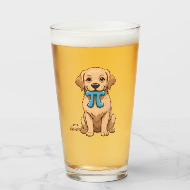 Copo De Pint Pi Day Dog Com Símbolo Pi | Feliz Dia Pi (Frente (Preenchido))