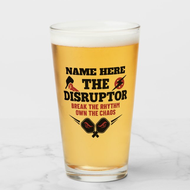 Copo De Pint Pickleball Personalized Name The Disruptor Beer (Frente (Preenchido))