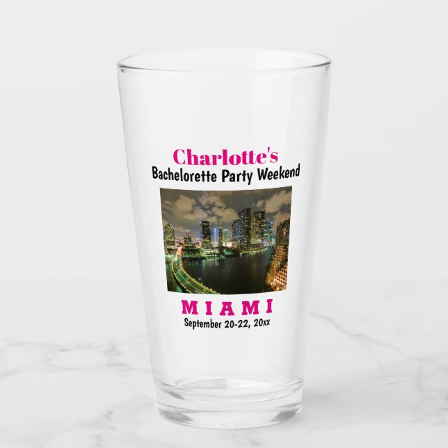 Copo De Pint Pinça De Cerveja De Miami Festa de solteira (Frente)