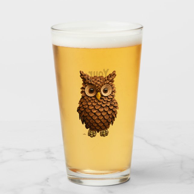 Copo De Pint Pine Cone Owl (Frente (Preenchido))