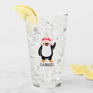Copo De Pint Pinguim de Natal Gelado Personalizado em Chapéu Ve