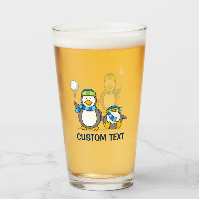 Copo De Pint Pinguins de neve (Frente (Preenchido))