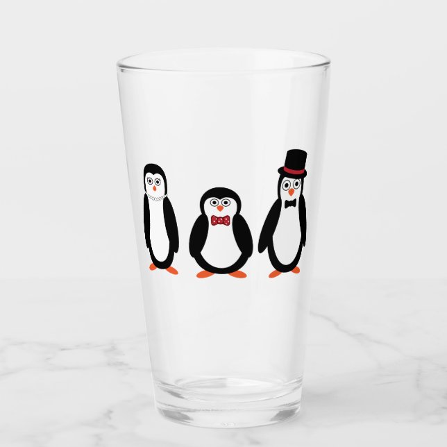 Copo De Pint Pinguins - vidro de bebendo (Frente)