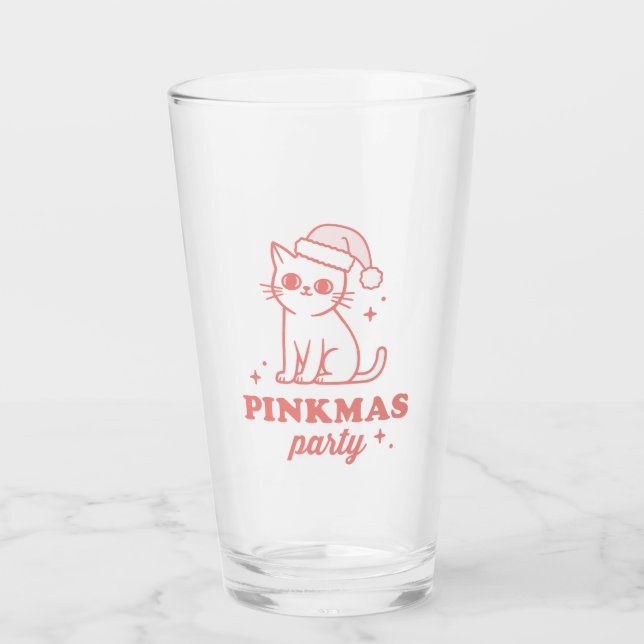 Copo De Pint Pink Christmas party pinkmas aesthetic girly cat (Frente)