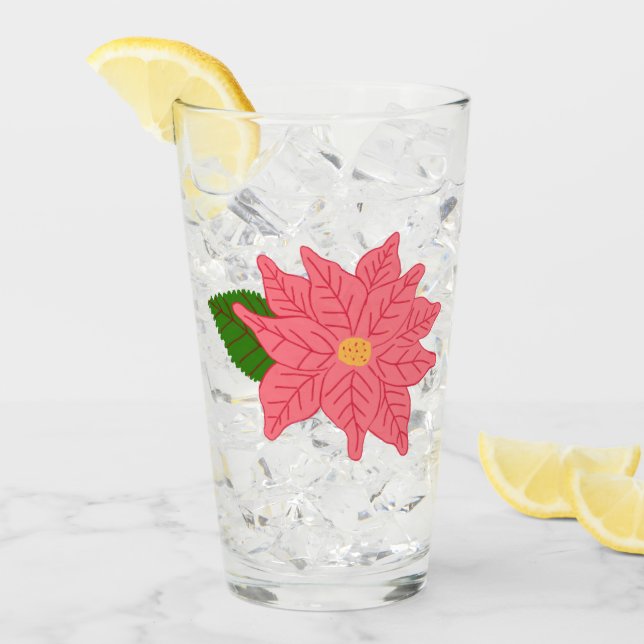 Copo De Pint Pink Christmas Poinsettia  (Gelo frontal)