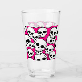 Copo De Pint Pink Skull Pattern Glass Cup