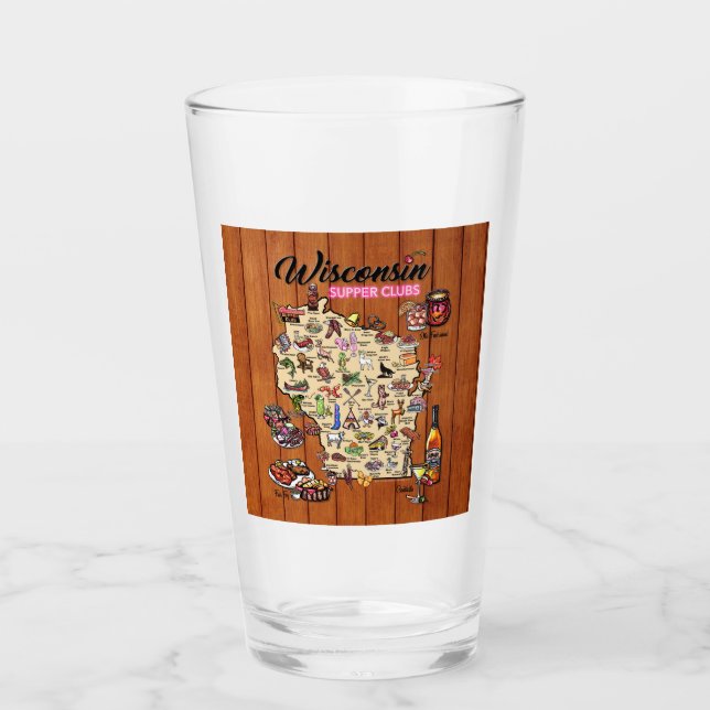 Copo De Pint Pint Glass - Mapa do clube de jantar em Wisconsin (Frente)