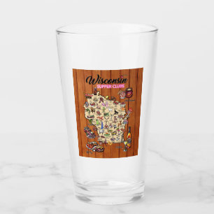 Copo De Pint Pint Glass - Mapa do clube de jantar em Wisconsin