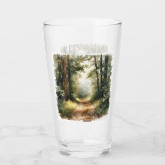 Copo De Pint Pintura de Caminho Florestal Ensolarado em Aquarel