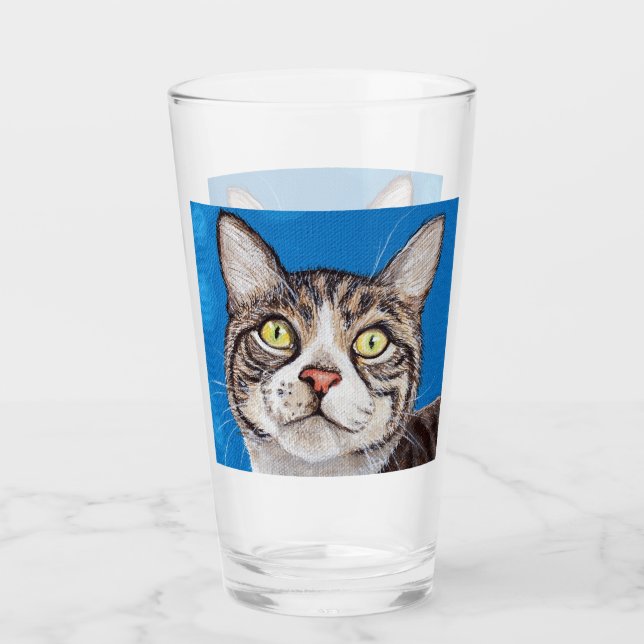 Copo De Pint Pintura de Gato Malhado (Frente)