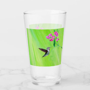 Copo De Pint Pintura do colibri e das ervilhas doces