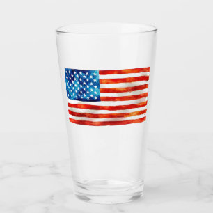 Copo De Pint Pintura em Aquarela da Bandeira Americana Artístic