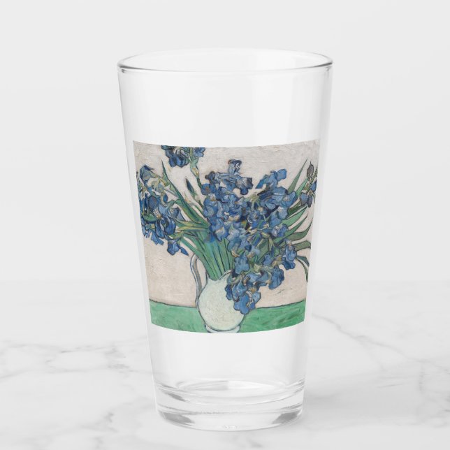 Copo De Pint Pintura Impressionista Vaso de Íris de Van Gogh (Frente)