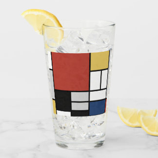 Copo De Pint Pintura Mondrian Plano Vermelho Amarelo Preto Cinz