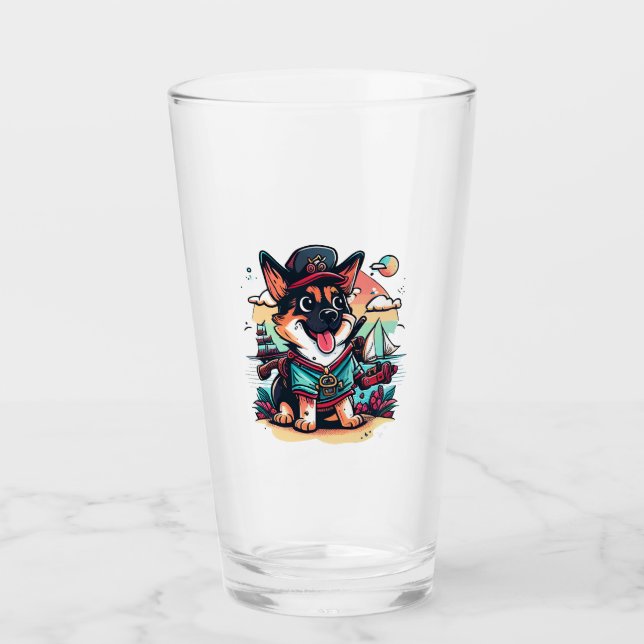 Copo De Pint Pirata de Cachorro german shepherd (Frente)