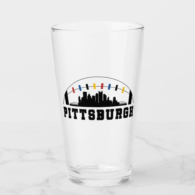 Copo De Pint Pittsburgh Skyline Futebol Glass (Frente)
