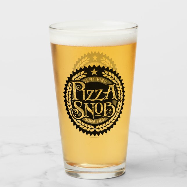 Copo De Pint Pizza Snob - amante de pizza engraçado (Frente (Preenchido))
